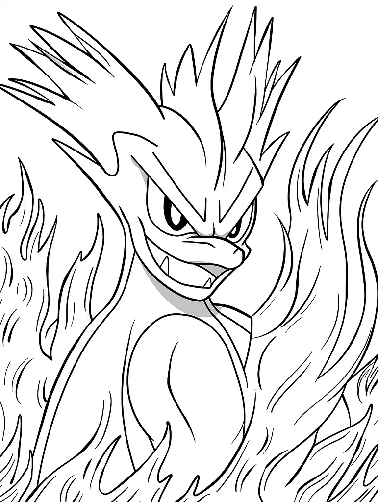 Blaziken Fierce and Fiery Coloring Page 4