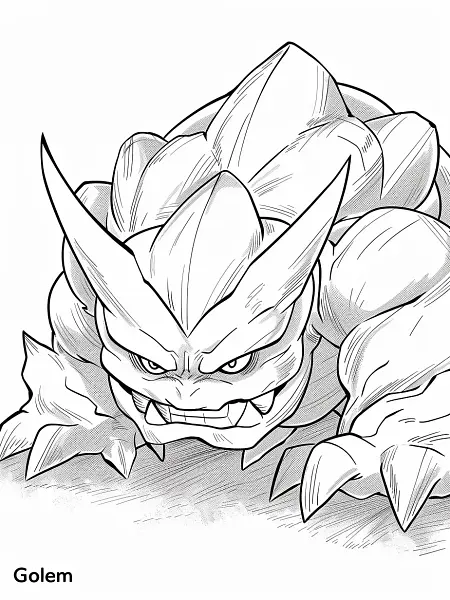 Fierce Golem Pokemon Coloring Page - 3