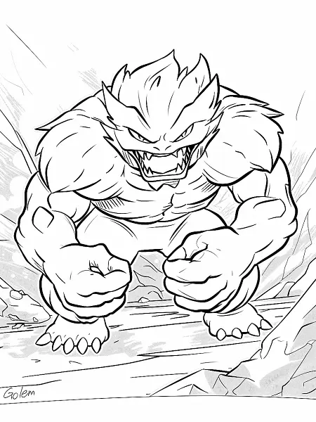 Fierce Golem Pokemon Coloring Page - 1