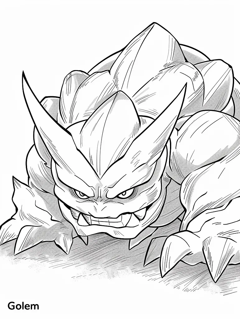 Fierce Golem Pokemon Coloring Page 4