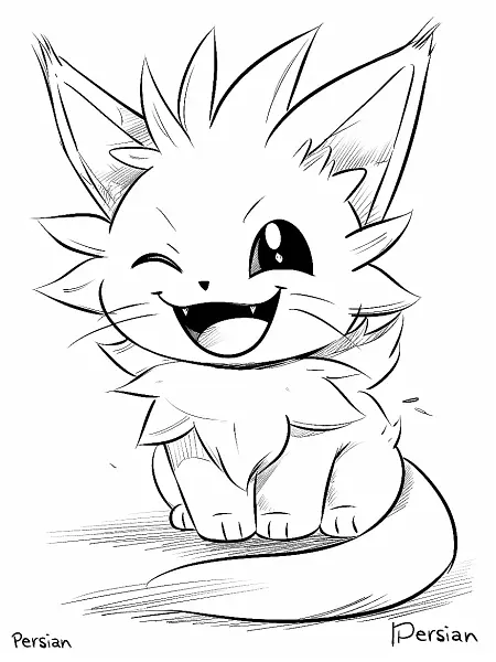 Joyful Persian Pokemon Coloring Page - 0