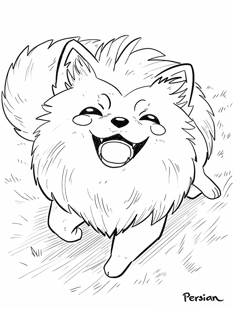 Joyful Persian Pokemon Coloring Page 4