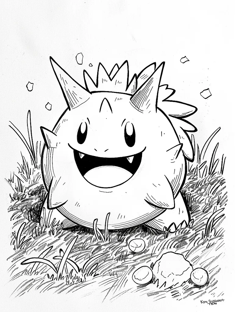 Joyful Pecharunt Pokemon Coloring Page 2