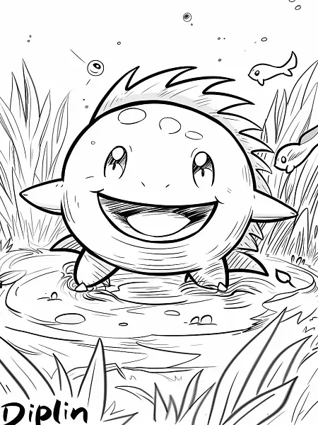 Joyful Dipplin Pokemon Coloring Page - 2