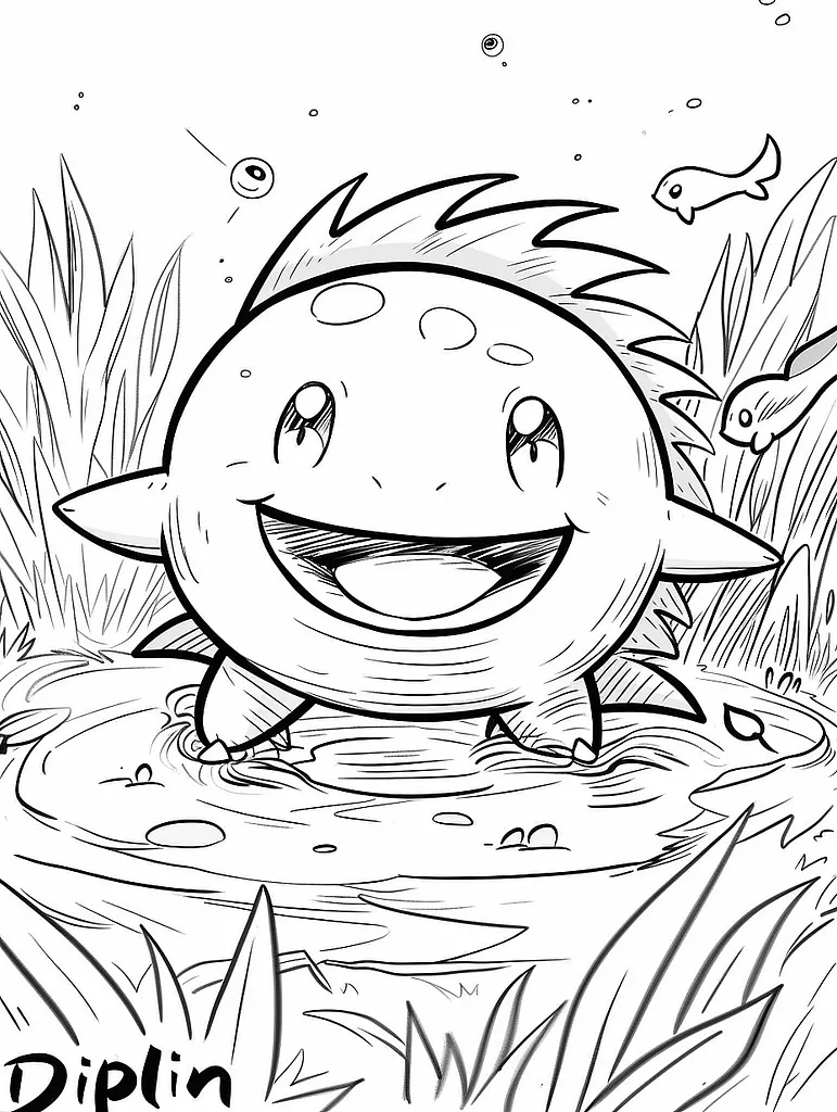 Joyful Dipplin Pokemon Coloring Page 3