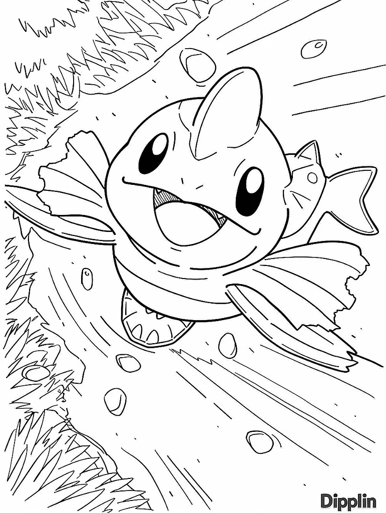 Joyful Dipplin Pokemon Coloring Page 2