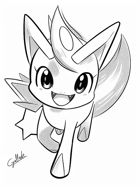 Playful Gallade Pokemon Coloring Page - 2