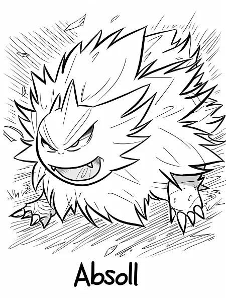 Fierce Absol Pokemon Coloring Page - 3