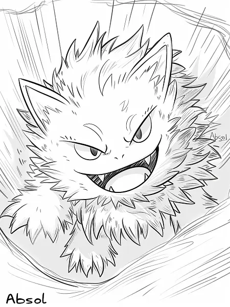 Fierce Absol Pokemon Coloring Page - 2