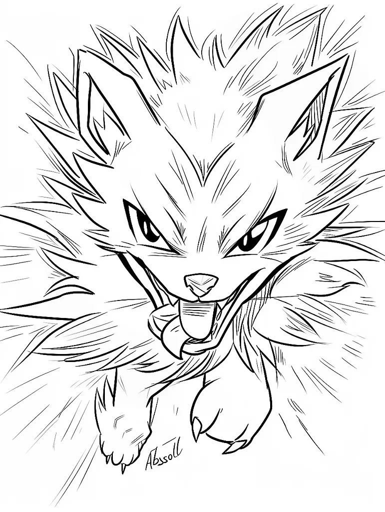 Fierce Absol Pokemon Coloring Page 2