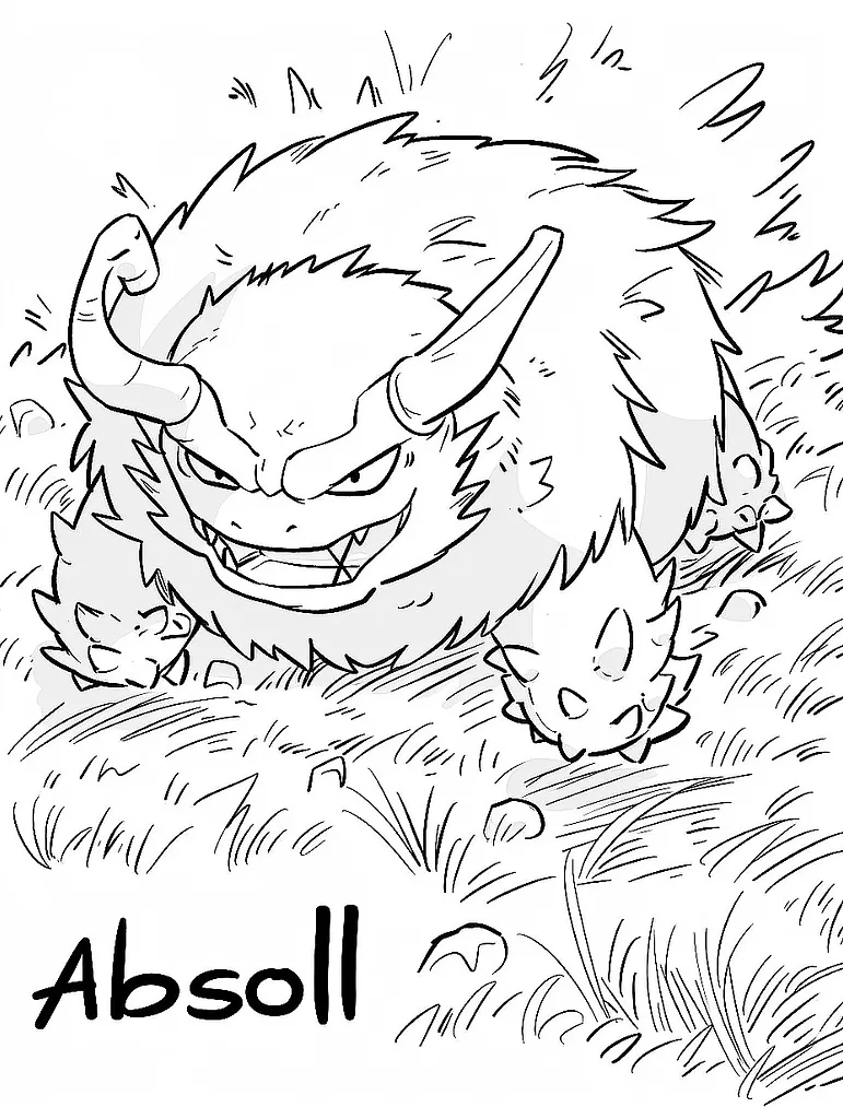 Fierce Absol Pokemon Coloring Page