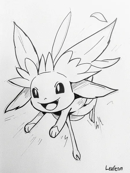 Playful Leafeon Coloring Page