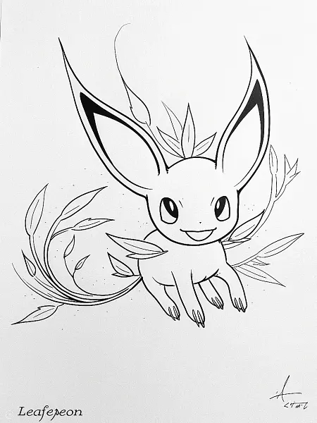 Playful Leafeon Coloring Page - 1