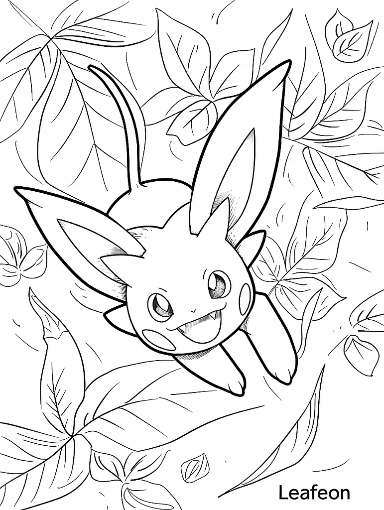 Playful Leafeon Coloring Page 3