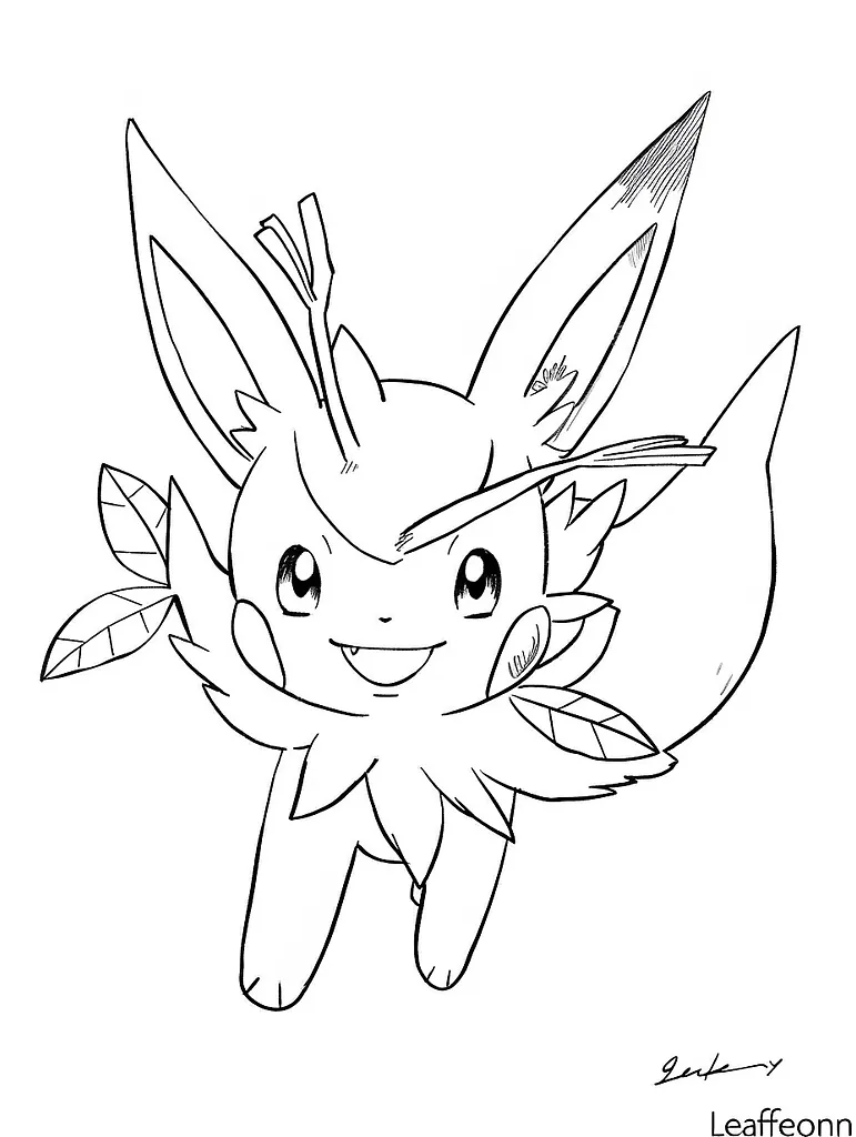 Playful Leafeon Coloring Page 4