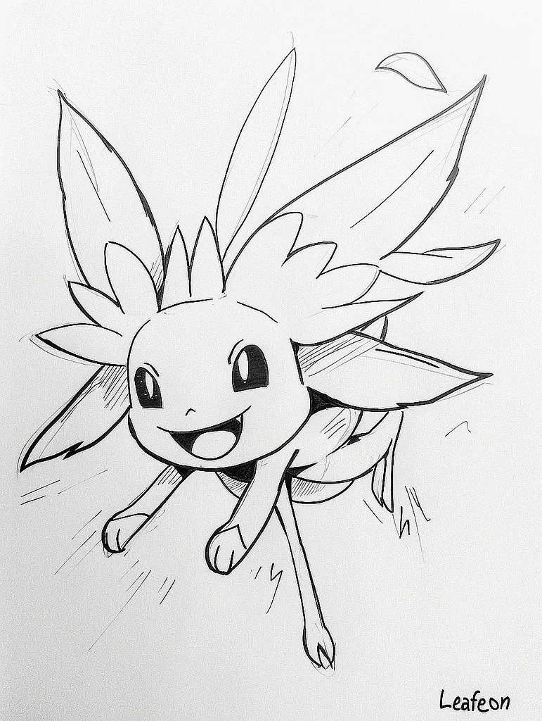 Playful Leafeon Coloring Page