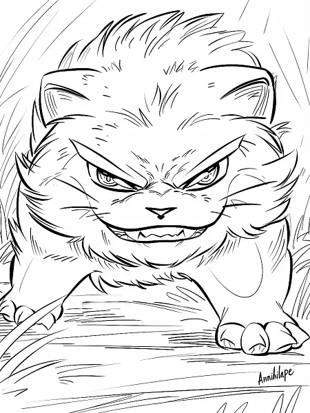 Fierce Annihilape Pokemon Coloring Page - 1