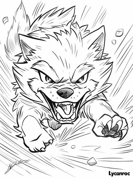 Fierce Lycanroc Coloring Page - 3