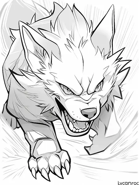 Fierce Lycanroc Coloring Page - 0