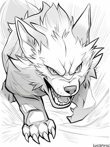 Fierce Lycanroc Coloring Page