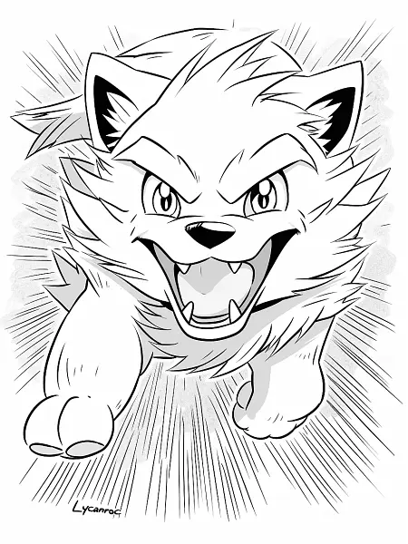 Fierce Lycanroc Coloring Page - 2