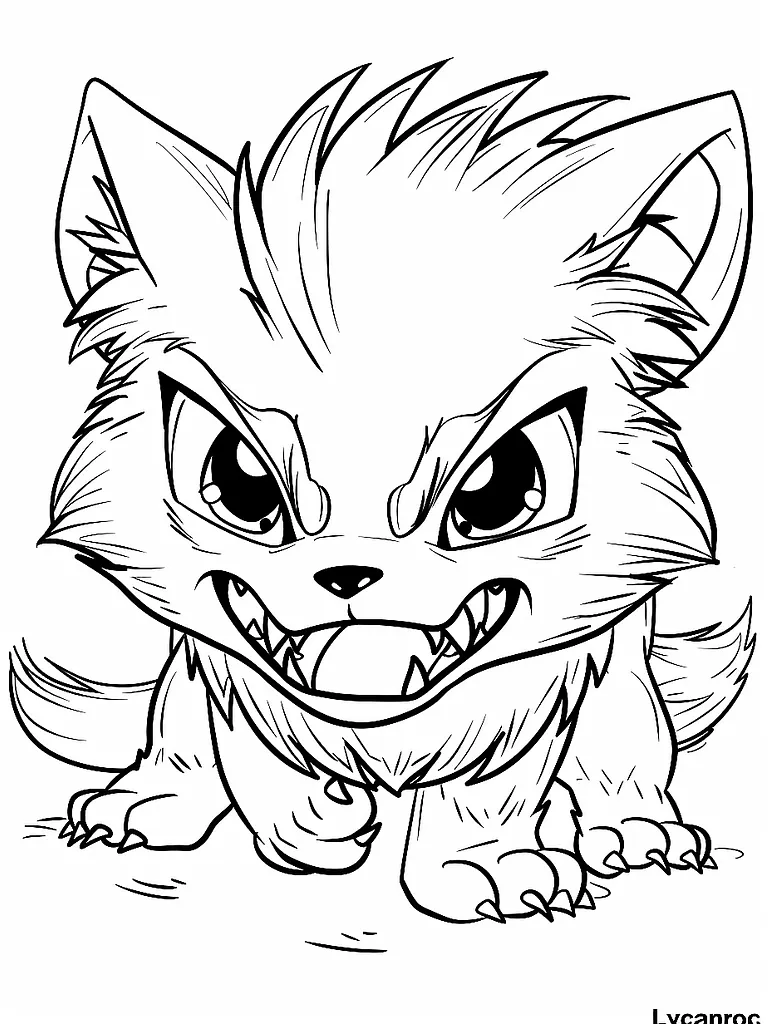 Fierce Lycanroc Coloring Page 2