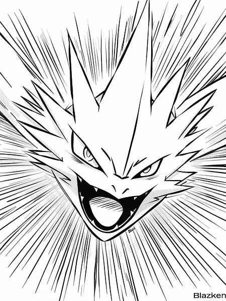 Fierce Blaziken Coloring Page - 1