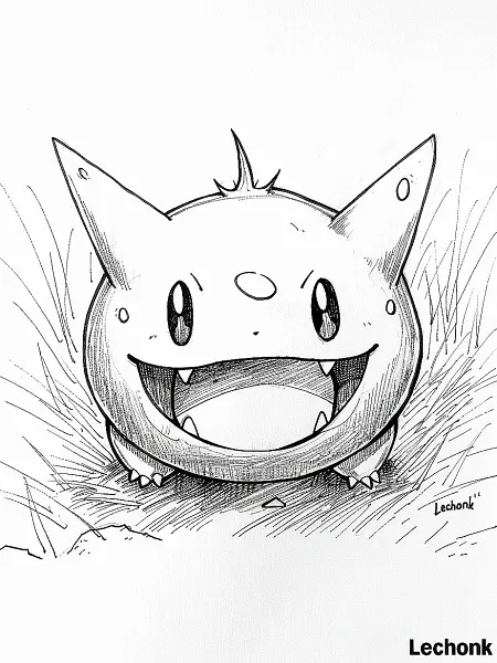 Playful Lechonk Pokemon Coloring Page - 0