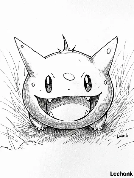 Playful Lechonk Pokemon Coloring Page