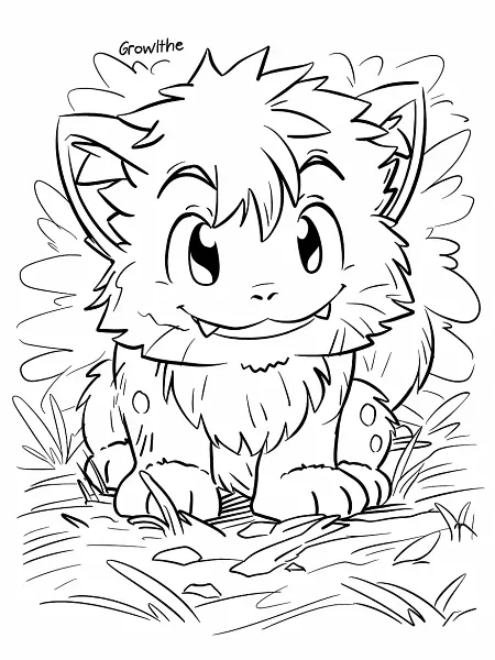 Playful Growlithe Coloring Page - 3