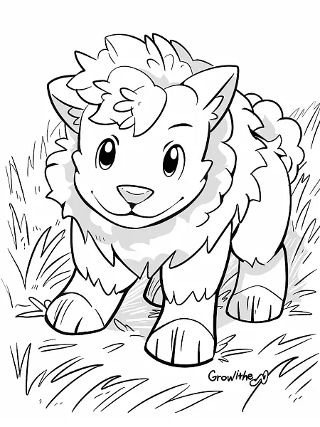 Playful Growlithe Coloring Page - 2