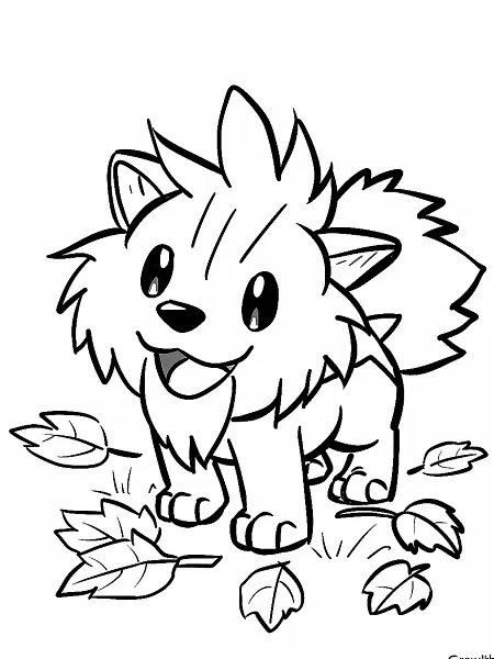 Playful Growlithe Coloring Page - 0