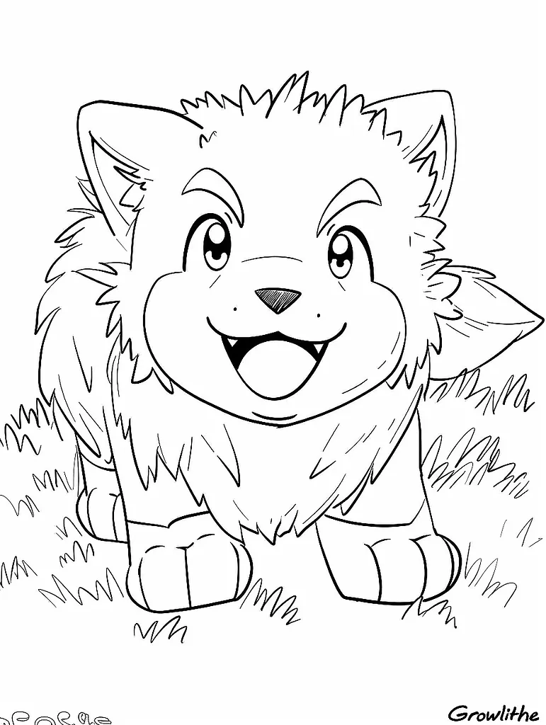 Playful Growlithe Coloring Page 2