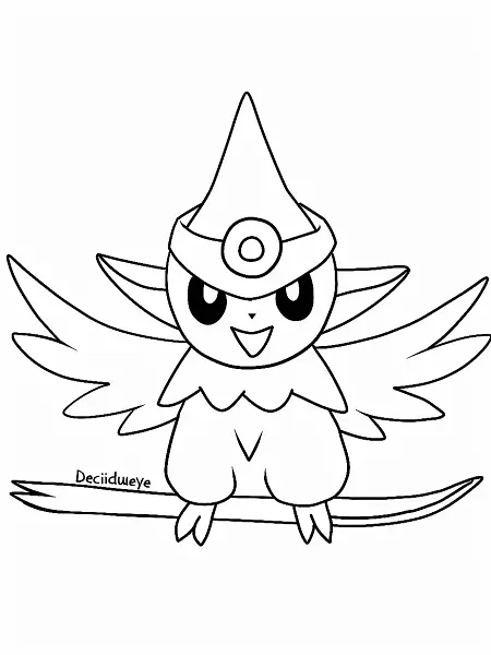 Determined Decidueye: A Charming Coloring Page - 0