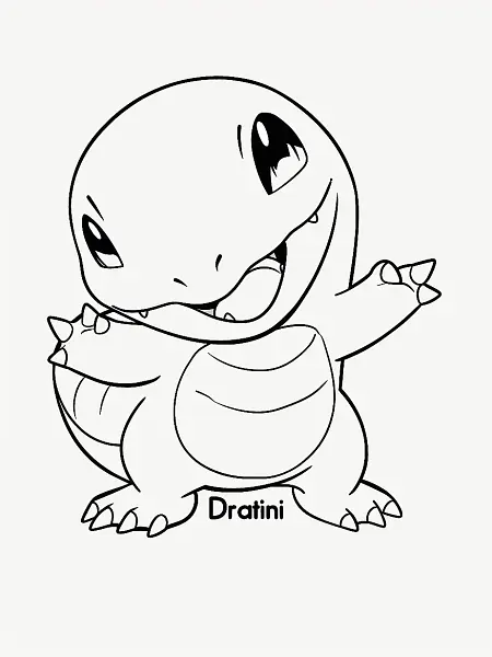 Playful Dratini Coloring Page - 1