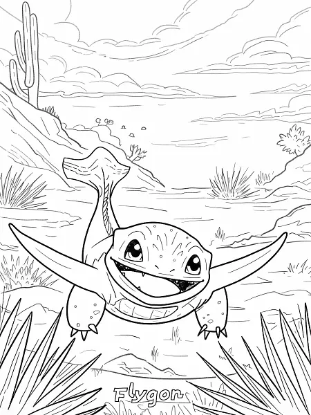 Cheerful Flygon in a Desert - 2