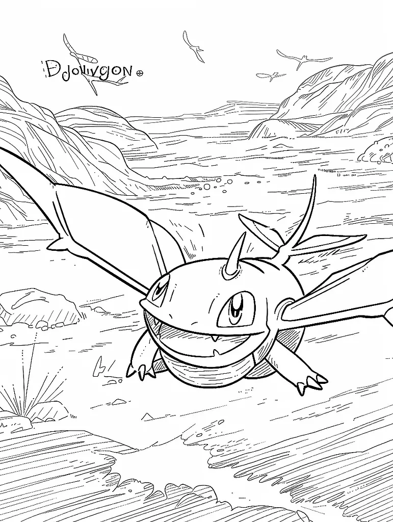 Cheerful Flygon in a Desert