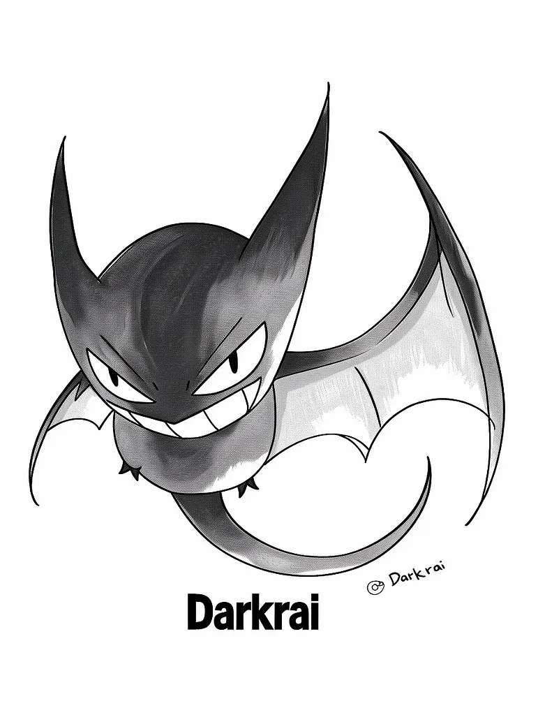 Mysterious Darkrai Pokemon Coloring Page 4