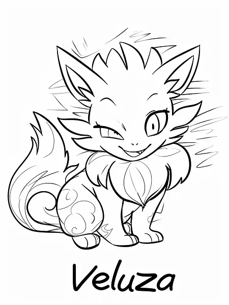 Playful Veluza Pokemon Coloring Page - 3