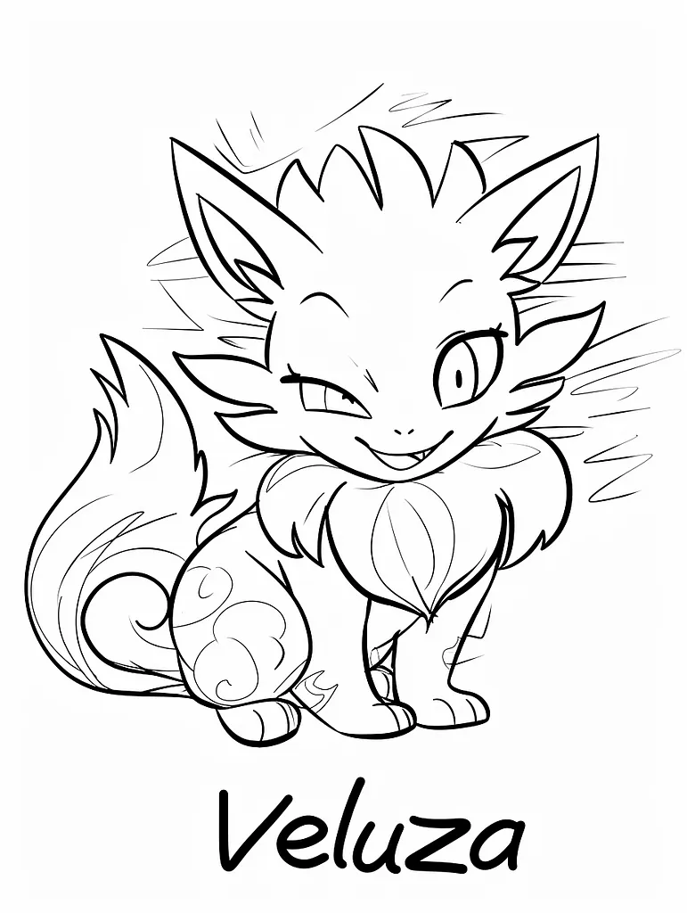 Playful Veluza Pokemon Coloring Page 4