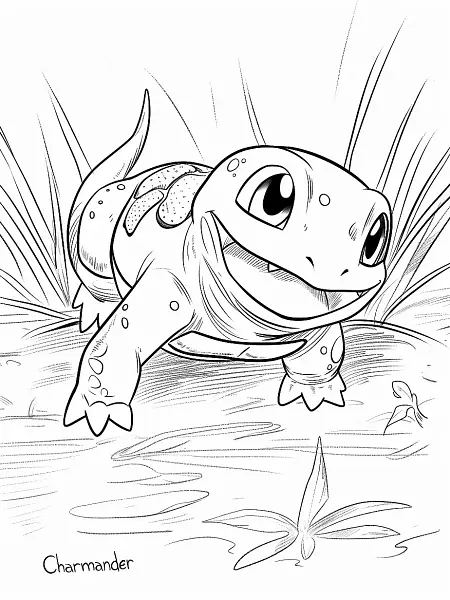 Playful Charmander Coloring Page - 1