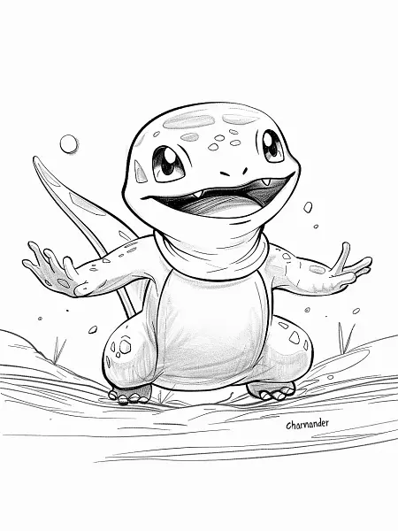 Playful Charmander Coloring Page - 2