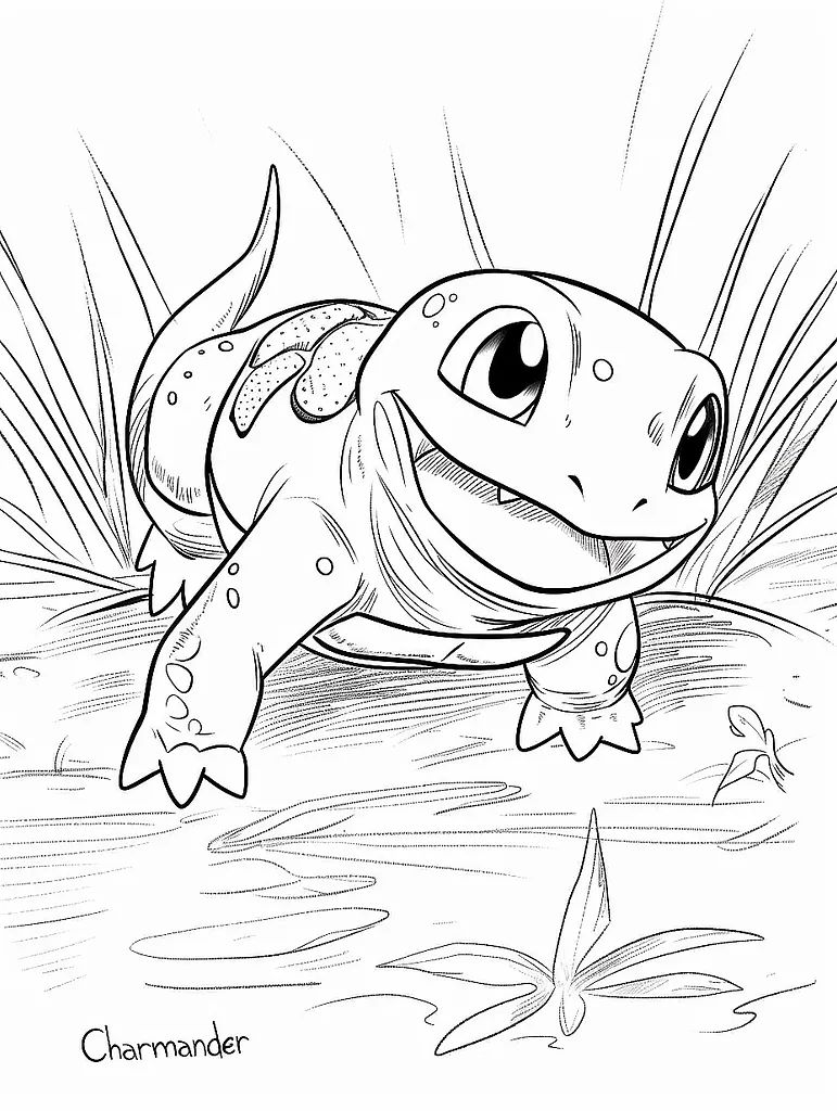 Playful Charmander Coloring Page 2