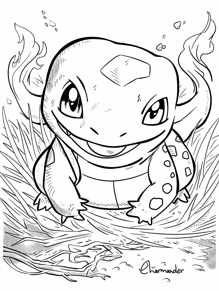 Playful Charmander Coloring Page 4