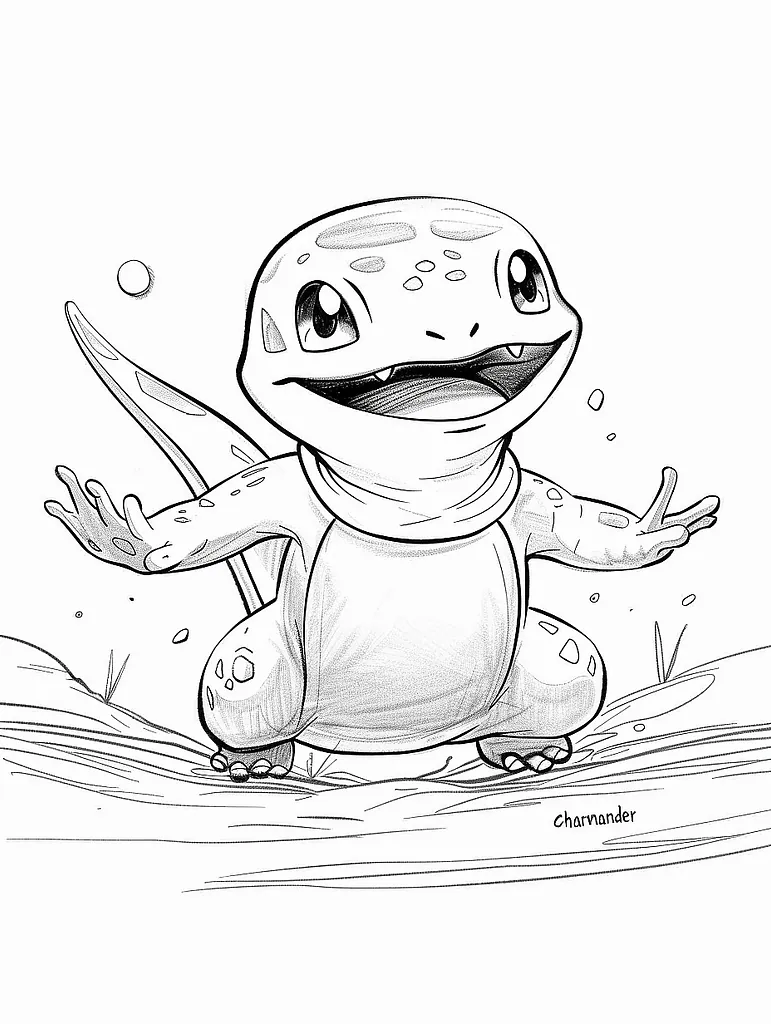 Playful Charmander Coloring Page 3