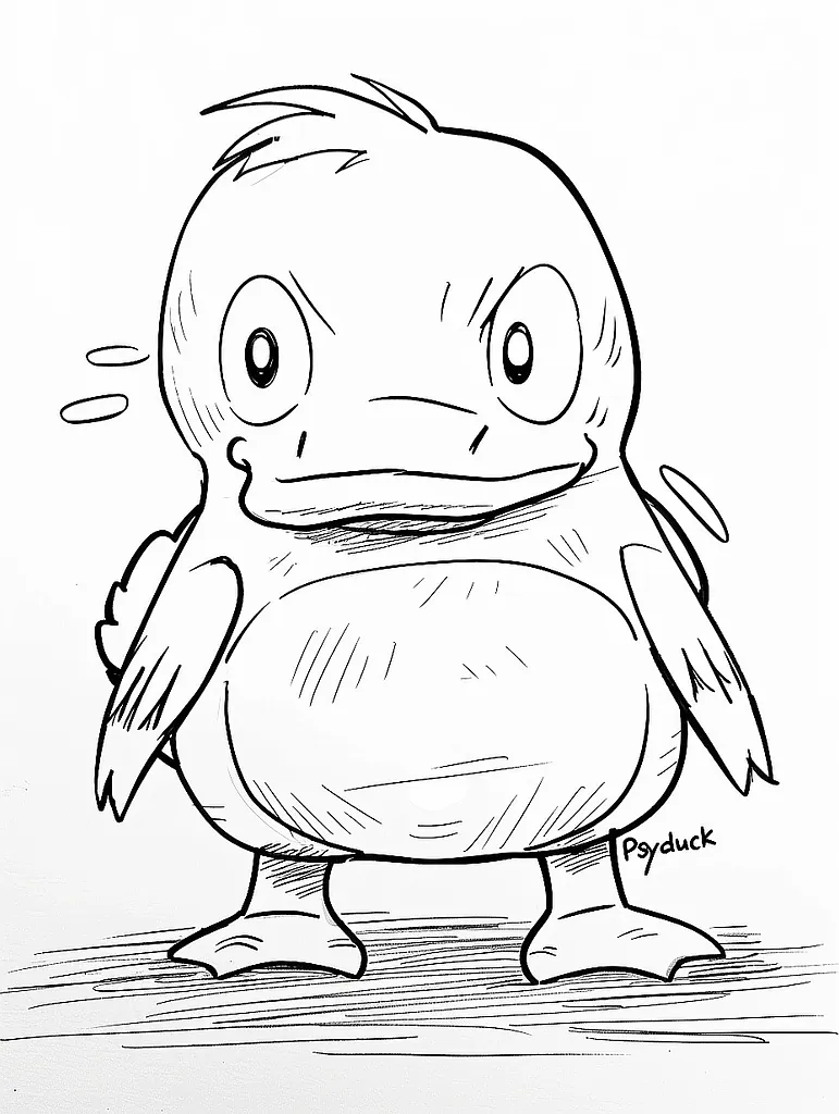 Confused Psyduck Coloring Page 2