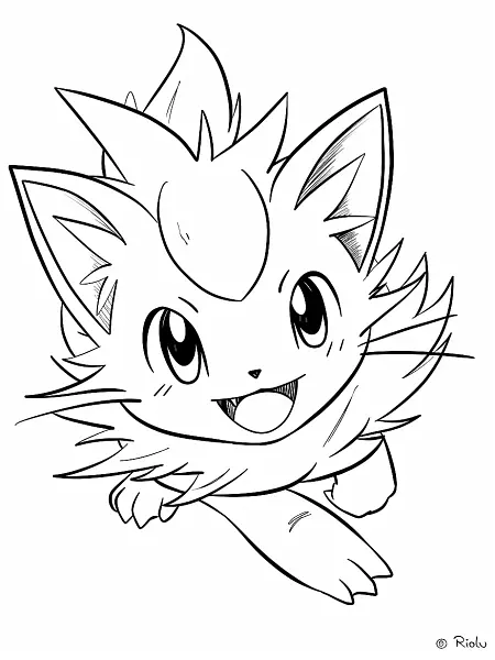 Playful Riolu Pokemon Coloring Page - 2