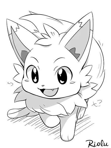 Playful Riolu Pokemon Coloring Page - 3