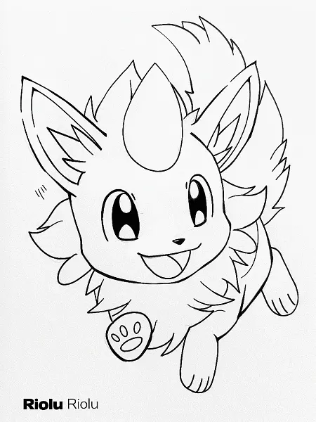 Playful Riolu Pokemon Coloring Page - 0