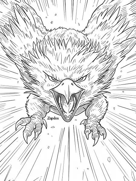 Fierce Zapdos Coloring Page - 3